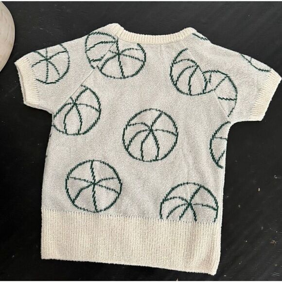 Bobo Choses Knit Jumper Basketball Sweater Top White Green Toddler Size 2-3y HTF - Picture 5 of 5